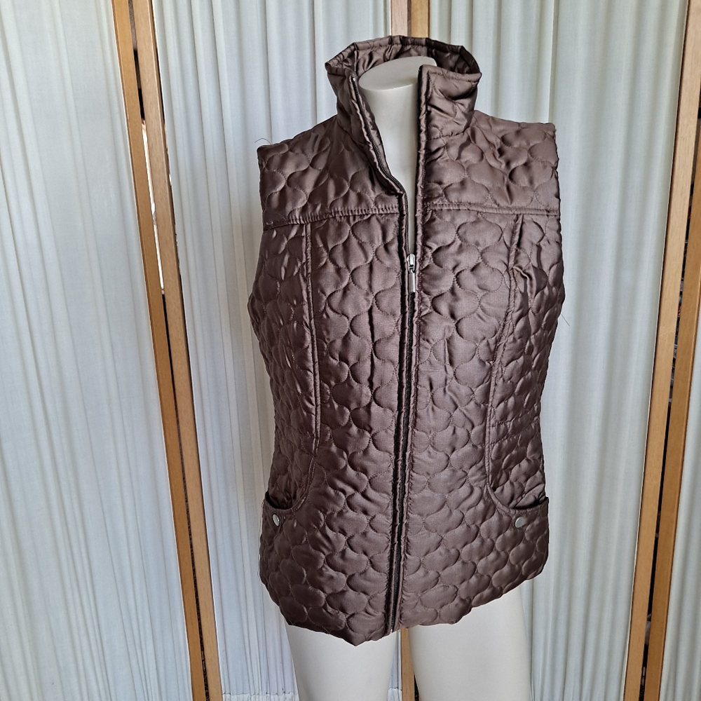 New Directions Brown Quilted PUFFER Vest with Pockets